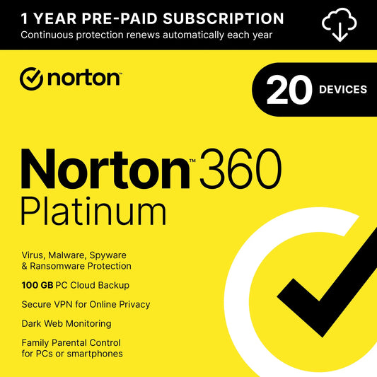 360 Platinum, Antivirus Software for 20 Devices, 1 Year Subscription, Pc/Mac/Ios/Android [Digital Download]