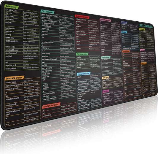 Linux Commands Line Mouse Pad - Extended Large Cheat Sheet Mousepad. Shortcuts to Kali/Red Hat/Ubuntu/Opensuse/Arch/Debian/Unix Programmer. Non-Slip Gaming Desk Mat