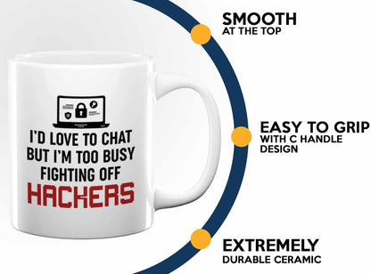 Cyber Security Coffee Mug 11Oz White -I'D Love to Chat - Hacker IT Security Software Engineering Programmer Coder IT Analyst Network Engineer Computer Engineer