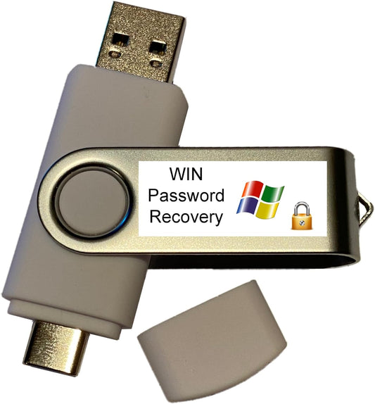 Computer IT Windows and Linux Password Cracker Reset Data and System Recovery Tool Live Bootable Boot USB Flash Thumb Drive for Pcs - Forgot Your Password? This Is for You! USB-C Compatible